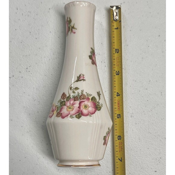 VINTAGE Royal Grafton Bud Vase Wild Rose Porcelain Fine Bone China Gilded Rim - Picture 8 of 10